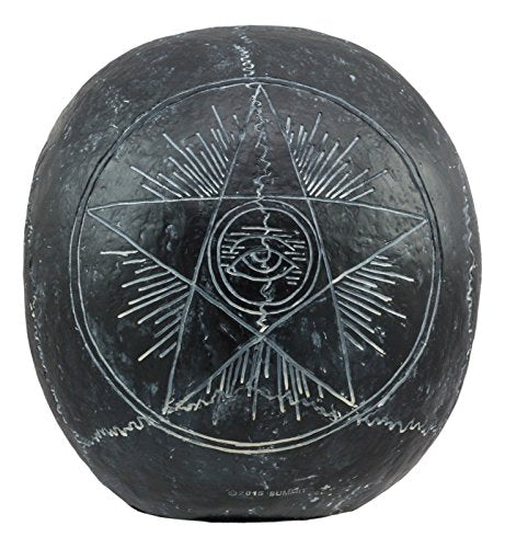 Black Solar Astrology Ouija Spirit Skull Statue - Paranormal Decor, Halloween Centerpiece