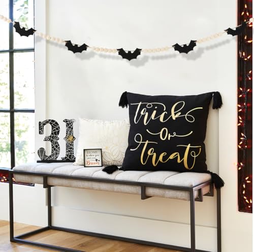 Halloween Felt Bats and Wooden Beads Garland for Indoor Decor