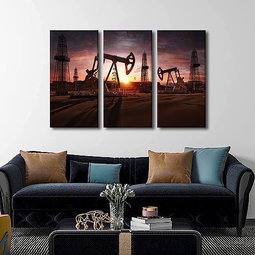Oil Industry Wall Art - Drilling Rigs & Pump Jacks Canvas Prints - 36x24 Inches - Ready to Hang - Variation of THIS listing