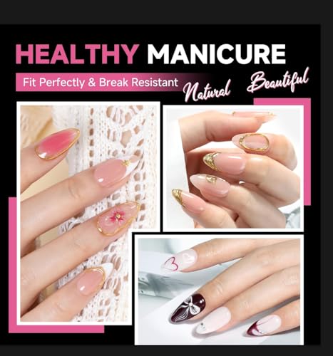 Medium Almond Nail Tips - Pointed, X-Soft Gel Nails, A4 Variation, 312pcs