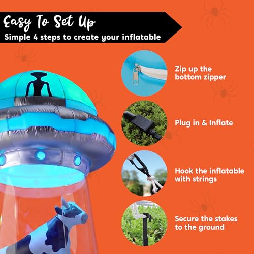 9 FT Tall Halloween Inflatable UFO Decoration with LEDs for Yard & Garden