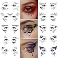 Halloween Eye Shadow Temporary Tattoos for Adults - Black, 20 Pairs, Easy Application