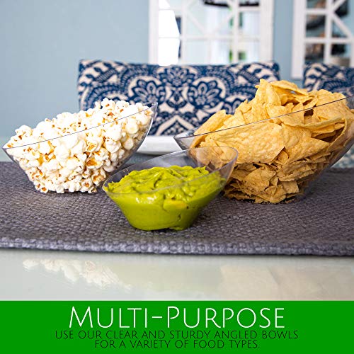 Disposable Medium Clear Angled Plastic Serving Bowls - Pack of 4
