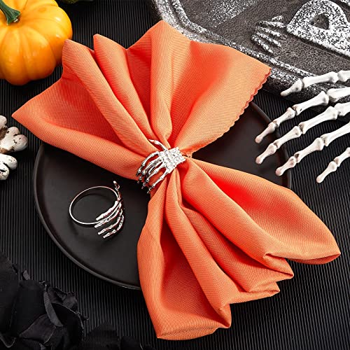 Silver Skeleton Hand Napkin Rings Set - Halloween Party Table Decor, 12 Pieces