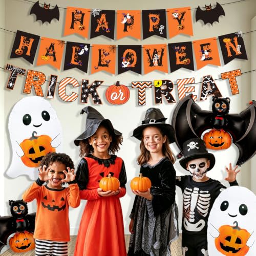 Halloween Decorations Bat Banner Ghost Balloons Party Supplies - Black