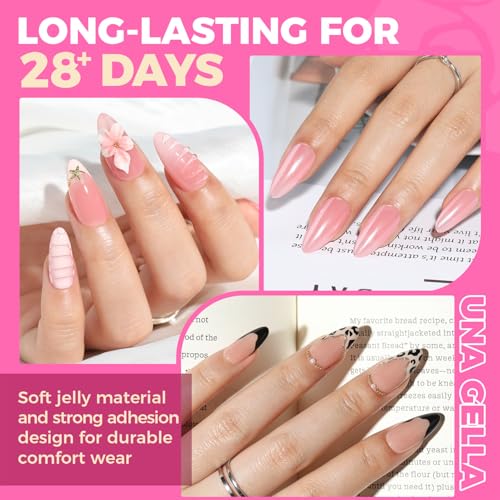 Almond Gel Nail Tips 504PCS - Pre-Etched Clear Fake Nails Set, A2 Medium Almond Variation