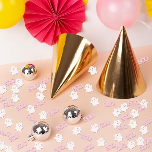 Halloween Baby Shower Confetti - Pink Ghost Party Table Decorations, 120 Pieces