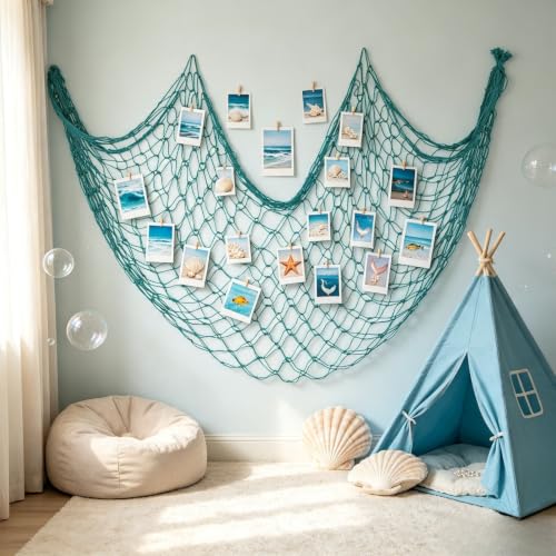X-Large 10x5 Feet Aqua Fish Net for Party & Home Decor - 2 Pack
