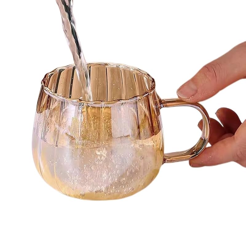 Glass Coffee Mug 350ml with Handle - Amber, Suitable for Tea, Juice, Milk & Drinks