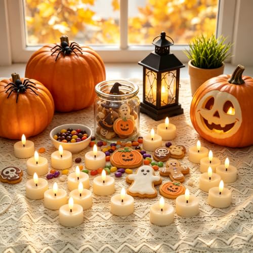 36 Pack Flameless LED Tea Lights with Black Wick - Safe Battery Operated Candles for Decor