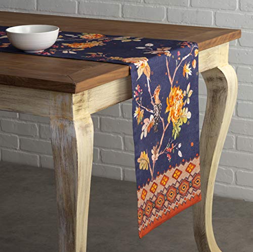 Kelim Infinity Table Runner - 100% Cotton, 14.5 x 36 Inches, Unique Watercolor Design - Variation 033