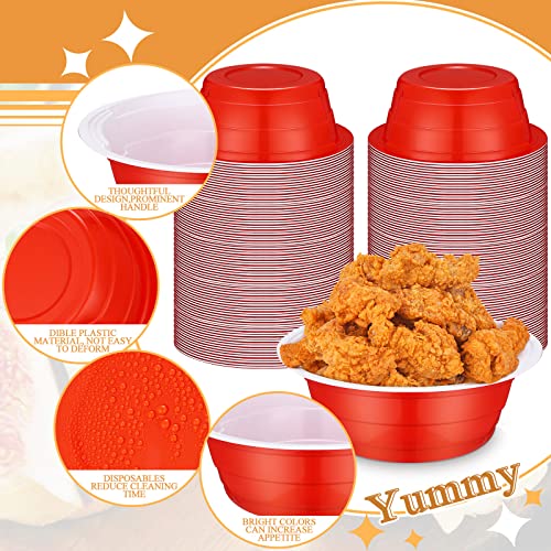 50 Pcs Red Disposable Plastic Bowls 23 oz for Party & Catering - Food Service