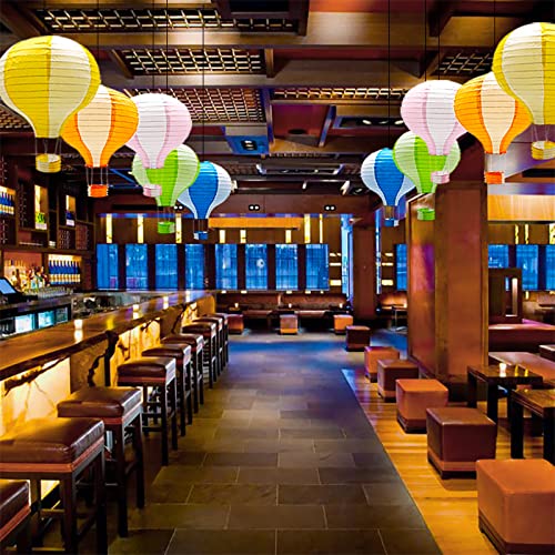 Multi-Color Hot Air Balloon Paper Lanterns - Hanging Chinese Party Decorations (Set of 10)