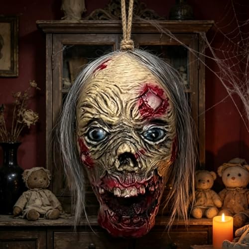 11-Inch Bloody Zombie Severed Head Halloween Decoration Prop