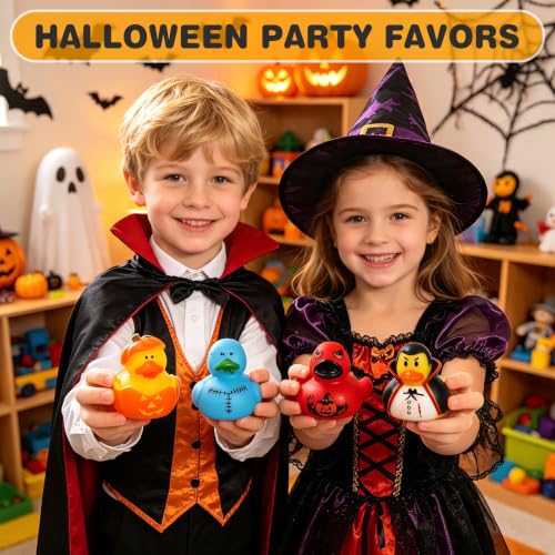 Halloween Rubber Ducks Bulk Set - 50 Pcs 2-Inch Halloween Themed Ducks for Jeep Decor & Party Favors