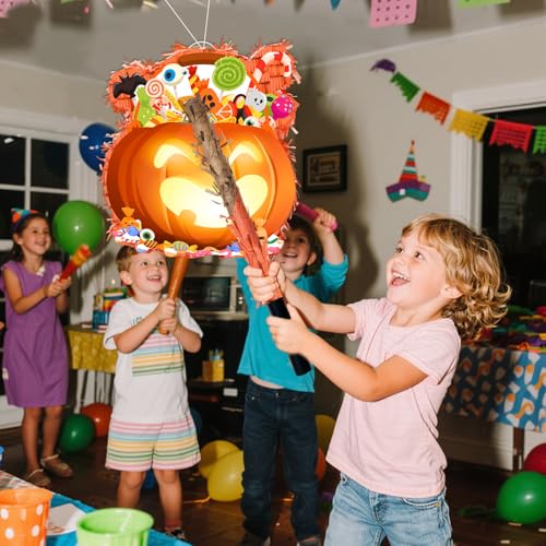 Halloween Pumpkin Piñata with Stick - 36.5 Inch Party Decorations