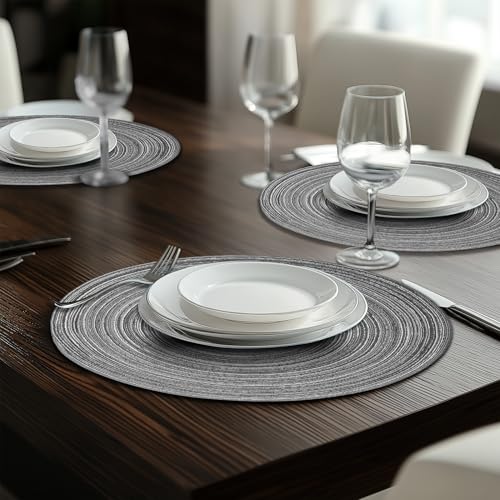 Round Braided Placemats Set of 6 - Durable Table Decor for Indoor & Outdoor