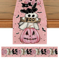 Pink Halloween Table Runner 13x72 Inch Linen Spooky Decor for Dining & Parties