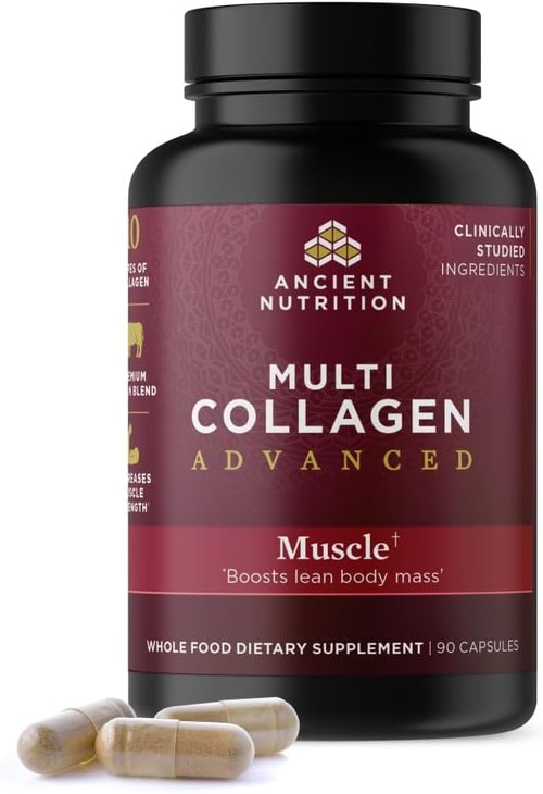 Ancient Nutrition Multi Collagen Protein Capsules - Support Muscle Health | 90 Count