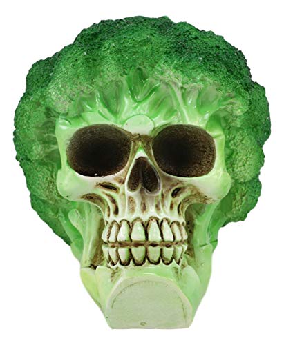 Broccoli Skull Statue - Green Vegetable Decor with Salad Theme - Variation: Broccoli Floret