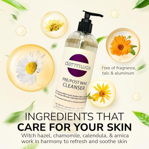 Pre Wax Cleanser with Witch Hazel Chamomile Calendula - 16 oz for Hair Removal