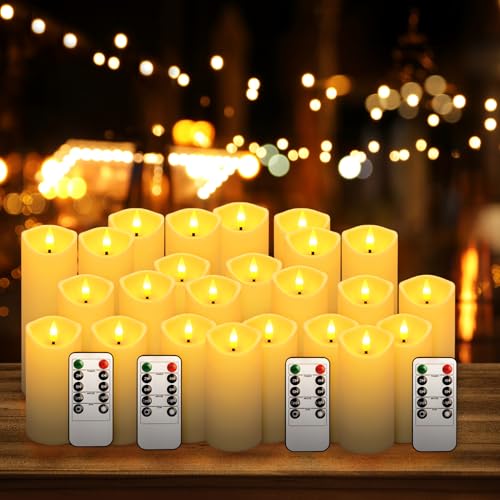 72 Pack Flameless Flickering LED Candles Outdoor Waterproof Ivory Set - 3 Sizes