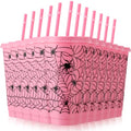 Pink Halloween Spiderweb Plastic Cups Bulk with Lids & Straws - 24 oz, Variation: Spiderweb/Pink