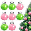 Halloween Witch Ball Ornaments - Pink and Green Christmas Tree Decor - 8 Pcs