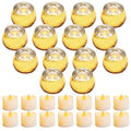 Set of 14 Gold Speckled Mercury Glass Votive Candle Holders with LED Tea Lights for Weddings & Events