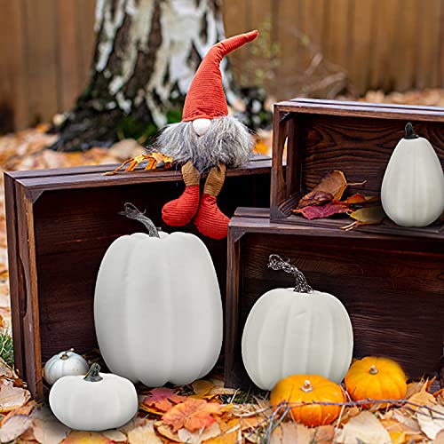 White Artificial Pumpkins 12PCS Assorted Sizes Foam Fall Decor - Halloween Thanksgiving