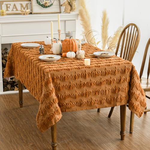 Horaldaily Fall Caramel Fur Rectangular Tablecloth 60x120 Inch Home Decor