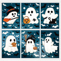 Halloween Ghost Window Clings Set - Reusable Double-Sided Decals for Glass Windows, 161 pcs, Seasonal Decorations, Variation: Ghost