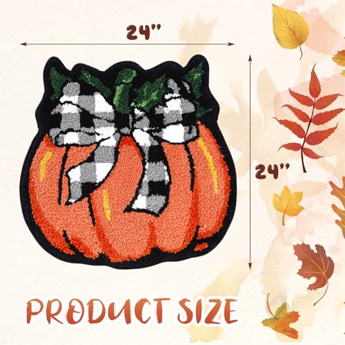 Pumpkin Bath Mat 24x24 Inch - Fall Bathroom Rug Non Slip Absorbent Halloween Decor