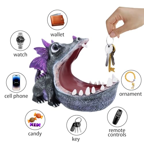 Halloween Dinosaur Candy Bowl - Unique Decorative Key Dish for Home & Office - Orange & Black