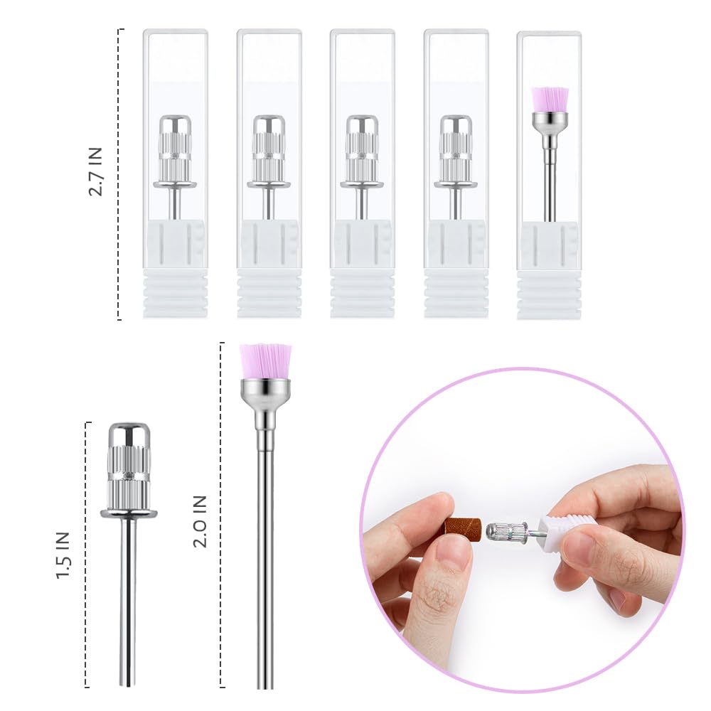 Yreihn 400 Pcs Sanding Bands for Nail Drill with 4 Mandrel Bits for Manicure and Pedicure, 60/80/100/120/150/180/240/320 Grit