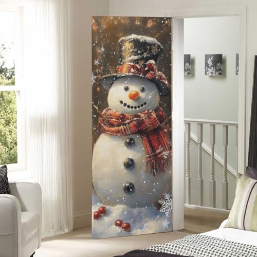 Burbuja Christmas Snowman Door Cover - Stretch Fabric Holiday Porch Decoration 32x79 in Variation of A27