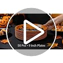 50 Pack 9-Inch Halloween Paper Plates Pumpkin Themed Disposable Party Tableware