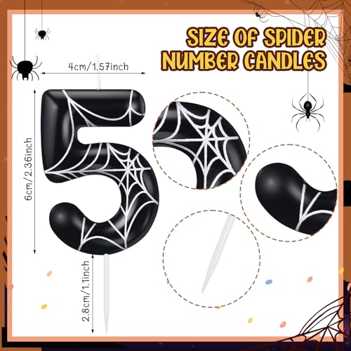 Halloween Spider Number Candle - 5 - Cake Topper for Spooky Birthday & Party Decor