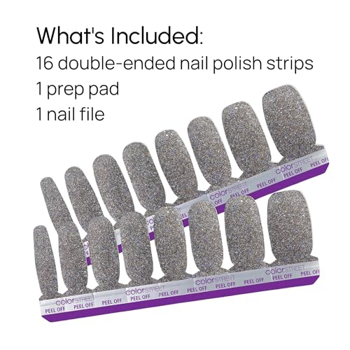 Light Year Holographic Nail Strips - Sparkling Gunmetal Grey Double-Ended Set