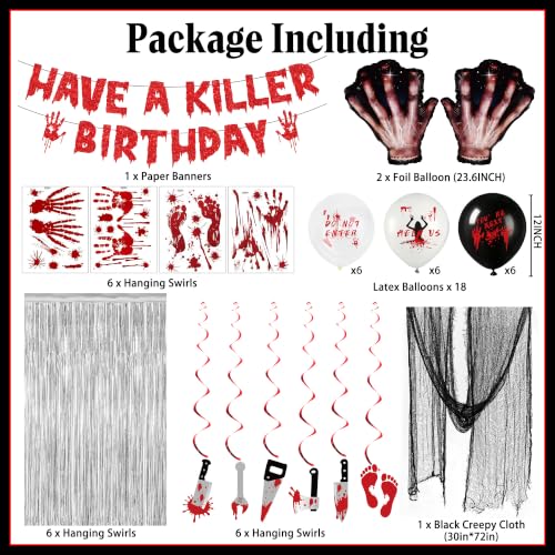 Holkcog Have A Killer Birthday Decorations, Black Halloween Creepy Banner