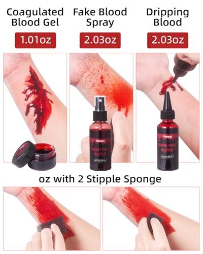 Halloween Fake Blood Makeup Kit for Zombie Vampire Costumes - 4PCS Special Effects Set