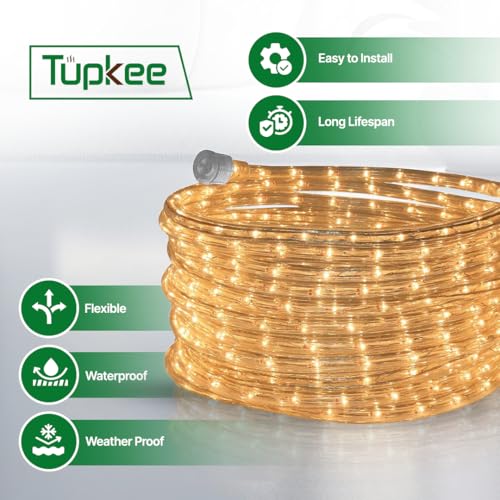 2 Pack Clear Incandescent Rope Lights 24ft Waterproof Connectable Decor