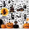 Halloween Witch Wall Sticker Decals - 6 Sheets, Spooky Ghost Bat Pumpkin