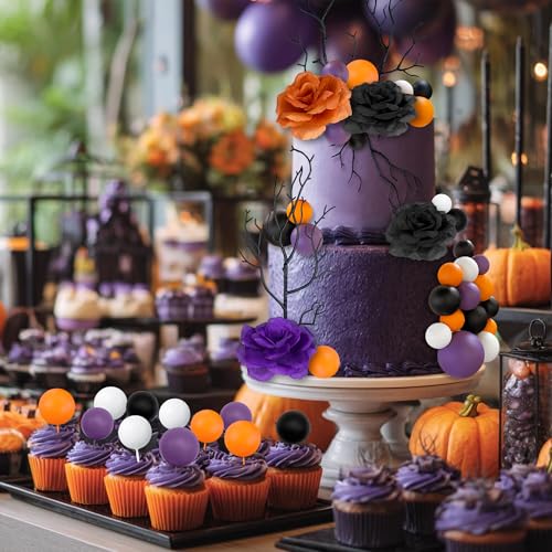 35PCS Cake Decorations Set - Flowers, Balls, Branches for Birthday Wedding Baby Shower