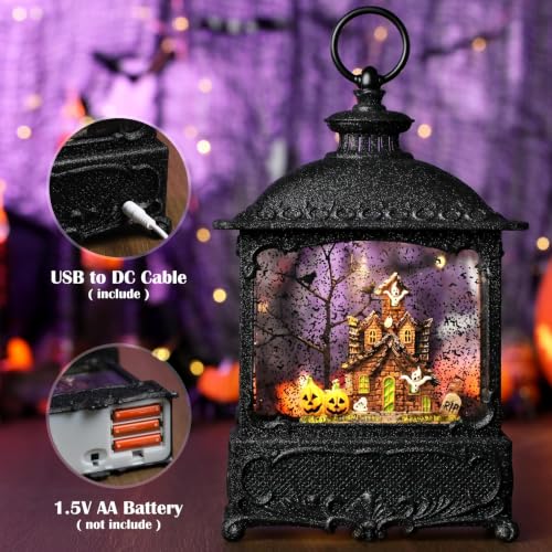 Halloween Snow Globe Lantern - Haunted House Variation - Spooky Decor