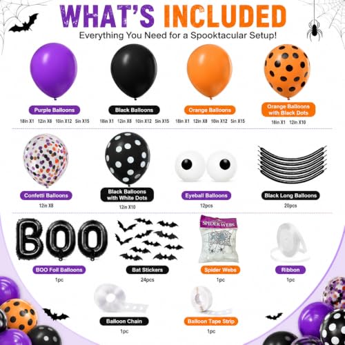 Halloween Balloon Garland Arch Kit 202PCS for Spooky Party Decorations