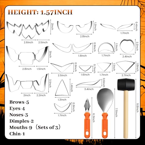 Pumpkin Carving Kit 24-Pieces Halloween Tools for Kids & Adults