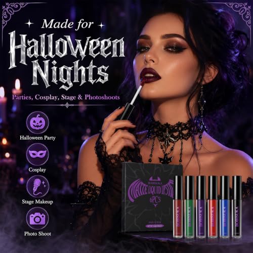 Halloween Liquid Lipstick Set - Bold Matte Colors for Cosplay & Gothic Makeup