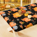 Halloween Fitted Table Cover 8FT Vinyl Tablecloth with Flannel Backing - Black & Yellow