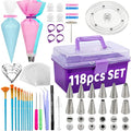 Cookie Decorating Kit 118pcs with Turntable & Icing Tips - Baking Supplies Gift Set